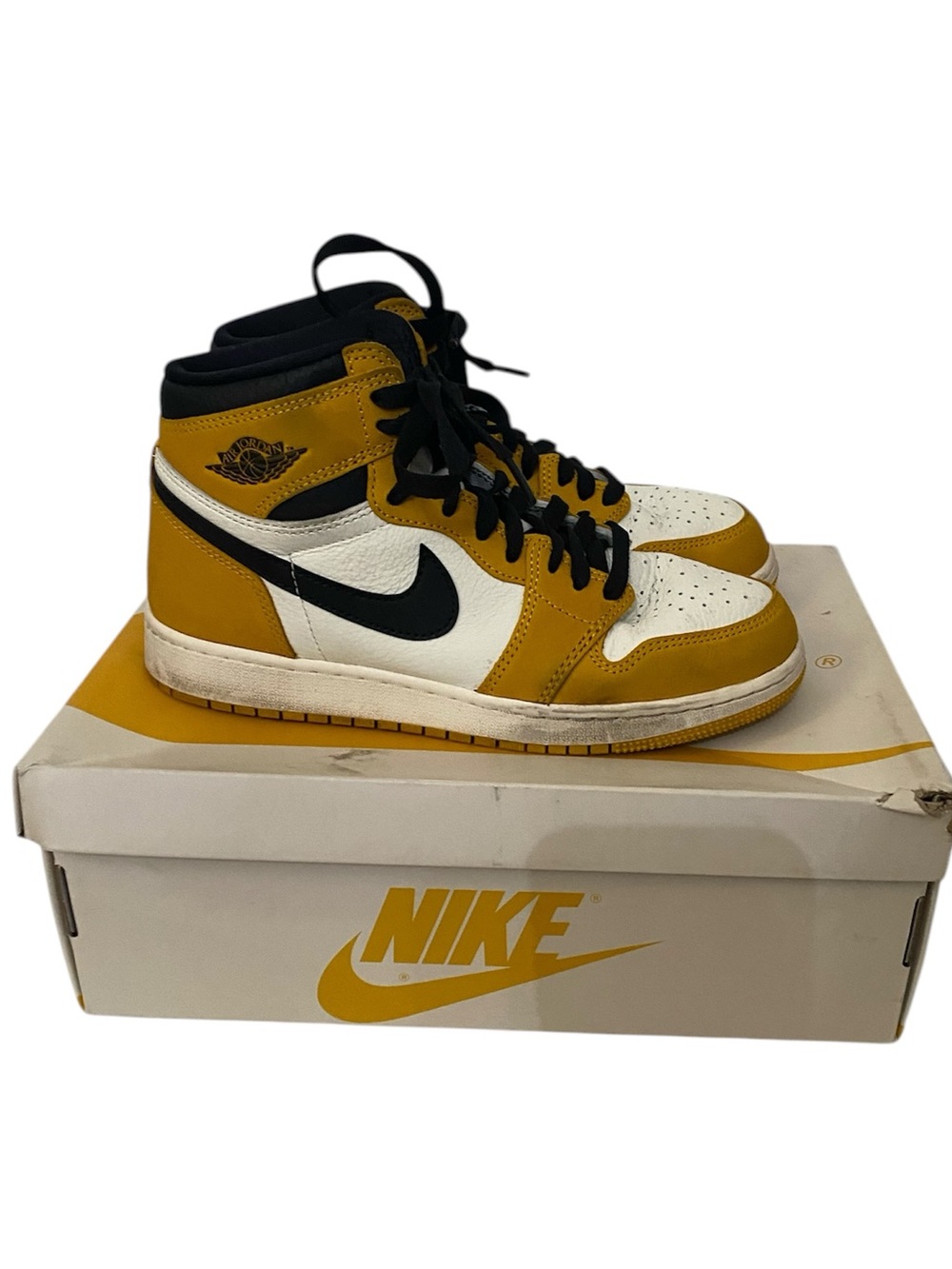Nike Air Jordan 1 Rookie of the Year Retro High - White/Yellow/Black 6Y